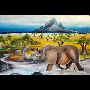 African print is hand painted on cloth canvas